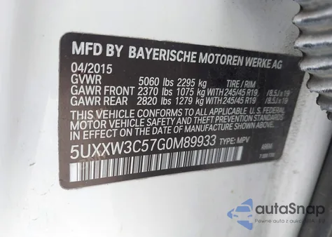 2016 BMW X4 xDrive28I from USA, damaged, VIN 5UXXW3C57G0M89933